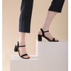 image:imageAnkis Women Nude Black White Open Toe 1 Inch Block Low Heel Sandals DailyBlack Nubuck