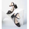image:imageAnkis Women Nude Black White Open Toe 1 Inch Block Low Heel Sandals DailyBlack Pu