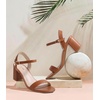 image:imageAnkis Women Nude Black White Open Toe 1 Inch Block Low Heel Sandals DailyBrown Pu