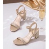 image:imageAnkis Women Nude Black White Open Toe 1 Inch Block Low Heel Sandals DailyGold Glitter