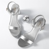image:imageAnkis Women Nude Black White Open Toe 1 Inch Block Low Heel Sandals DailyMirror Silver Pu
