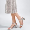 image:imageAnkis Women Nude Black White Open Toe 1 Inch Block Low Heel Sandals DailyMirror Silver Pu