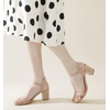 image:imageAnkis Women Nude Black White Open Toe 1 Inch Block Low Heel Sandals DailyNude Suede