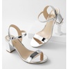 image:imageAnkis Women Nude Black White Open Toe 1 Inch Block Low Heel Sandals DailySilver Pu