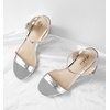 image:imageAnkis Women Nude Black White Open Toe 1 Inch Block Low Heel Sandals DailySilver Pu