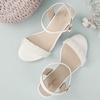 image:imageAnkis Women Nude Black White Open Toe 1 Inch Block Low Heel Sandals DailyWhite Pearl