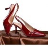 image:imageAnkis Womens Patent Slingback Kitten Heels 275in Pointed Toe Dress PumpsBurgundy Patent