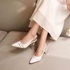 image:imageAnkis Womens Patent Slingback Kitten Heels 275in Pointed Toe Dress PumpsWhite Pu