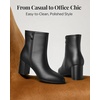 image:imageAnkis Womens Pointed Toe Ankle Boots Chunky Block Low Heel Booties ShoesBlackPu