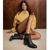 image:imageAnkis Womens Zipper Ankle Boots Chunky Stacked Heel Buckle Strap BootiesBlackPu