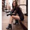 image:imageAnkis Womens Zipper Ankle Boots Chunky Stacked Heel Buckle Strap BootiesBlackPu