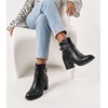 image:imageAnkis Womens Zipper Ankle Boots Chunky Stacked Heel Buckle Strap BootiesBlackPu