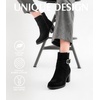 image:imageAnkis Womens Zipper Ankle Boots Chunky Stacked Heel Buckle Strap BootiesBlackSuede