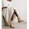 image:imageAnkis Womens Zipper Ankle Boots Chunky Stacked Heel Buckle Strap BootiesNudeSuede