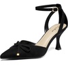 image:imageAnkis Closed Toe Kitten Heels for Women Bow Stiletto Dress Wedding HeelsBlack Suede