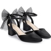 image:imageAnkis Wedding Closed Toe Heels for Women 225Inch Low Block Chunky HeelsBlack Pu