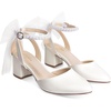 image:imageAnkis Wedding Closed Toe Heels for Women 225Inch Low Block Chunky HeelsWhite Pu