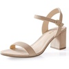 image:imageAnkis Women Nude Black White Open Toe 1 Inch Block Low Heel Sandals DailyNude Suede
