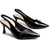 image:imageAnkis Womens Patent Slingback Kitten Heels 275in Pointed Toe Dress PumpsBlack Patent