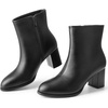 image:imageAnkis Womens Pointed Toe Ankle Boots Chunky Block Low Heel Booties ShoesBlackPu