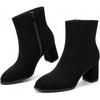 image:imageAnkis Womens Pointed Toe Ankle Boots Chunky Block Low Heel Booties ShoesBlackSuede
