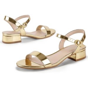 image:imageAnkis Women Nude Black White Open Toe 1 Inch Block Low Heel Sandals DailyGold Pu