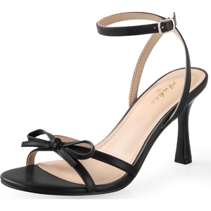 image:imageAnkis Womens Bow Kitten Heel Sandals Adjustable Ankle Strap Dress HeelsBlack