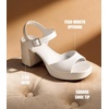 image:imageAnkis White Nude Heels Platform Heeled Sandals Chunky Block Open Toe Ankle Strappy Heels Wedding Party Dress ShoesWhite Pu