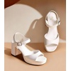 image:imageAnkis White Nude Heels Platform Heeled Sandals Chunky Block Open Toe Ankle Strappy Heels Wedding Party Dress ShoesWhite Pu