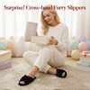 image:imageAnkis Memory Foam Fuzzy Slippers for WomenOpen Toe House ShoesBlack