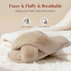 image:imageAnkis Memory Foam Fuzzy Slippers for WomenOpen Toe House ShoesCamel