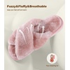 image:imageAnkis Memory Foam Fuzzy Slippers for WomenOpen Toe House ShoesDusty Pink
