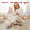 image:imageAnkis Memory Foam Fuzzy Slippers for WomenOpen Toe House ShoesGrey