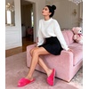 image:imageAnkis Memory Foam Fuzzy Slippers for WomenOpen Toe House ShoesHot Pink