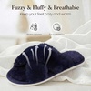 image:imageAnkis Memory Foam Fuzzy Slippers for WomenOpen Toe House ShoesNavy