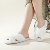 image:imageAnkis Memory Foam Fuzzy Slippers for WomenOpen Toe House ShoesPure White