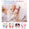 image:imageAnkis Memory Foam Fuzzy Slippers for WomenOpen Toe House ShoesRainbow