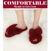 image:imageAnkis Memory Foam Fuzzy Slippers for WomenOpen Toe House ShoesRed