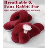 image:imageAnkis Memory Foam Fuzzy Slippers for WomenOpen Toe House ShoesRed