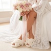 image:imageAnkis Memory Foam Fuzzy Slippers for WomenOpen Toe House ShoesWhite