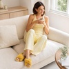 image:imageAnkis Memory Foam Fuzzy Slippers for WomenOpen Toe House ShoesYellow