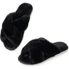 image:imageAnkis Memory Foam Fuzzy Slippers for WomenOpen Toe House ShoesBlack