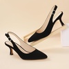 image:imageAnkis Womens Slingback Kitten Heels Closed Pointed Toe 25in Dress PumpsBlack Nubuck