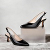 image:imageAnkis Womens Slingback Kitten Heels Closed Pointed Toe 25in Dress PumpsBlack Patent
