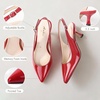 image:imageAnkis Womens Slingback Kitten Heels Closed Pointed Toe 25in Dress PumpsBurgundy Patent