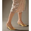 image:imageAnkis Womens Slingback Kitten Heels Closed Pointed Toe 25in Dress PumpsGold Pu