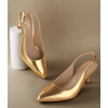 image:imageAnkis Womens Slingback Kitten Heels Closed Pointed Toe 25in Dress PumpsGold Pu