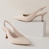 image:imageAnkis Womens Slingback Kitten Heels Closed Pointed Toe 25in Dress PumpsNude Almond