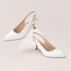 image:imageAnkis Womens Slingback Kitten Heels Closed Pointed Toe 25in Dress PumpsWhite Pu