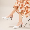 image:imageAnkis Womens Slingback Kitten Heels Closed Pointed Toe 25in Dress PumpsWhite Pu